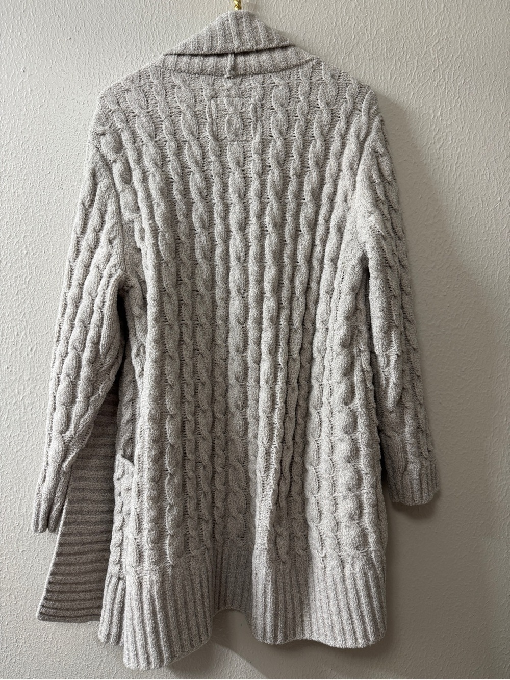 Stay Cozy Sleep Sense Chunky Cable Knit Open Front Cardigan - Light Heather Gray - Picture 2 of 7